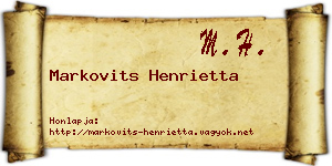 Markovits Henrietta névjegykártya